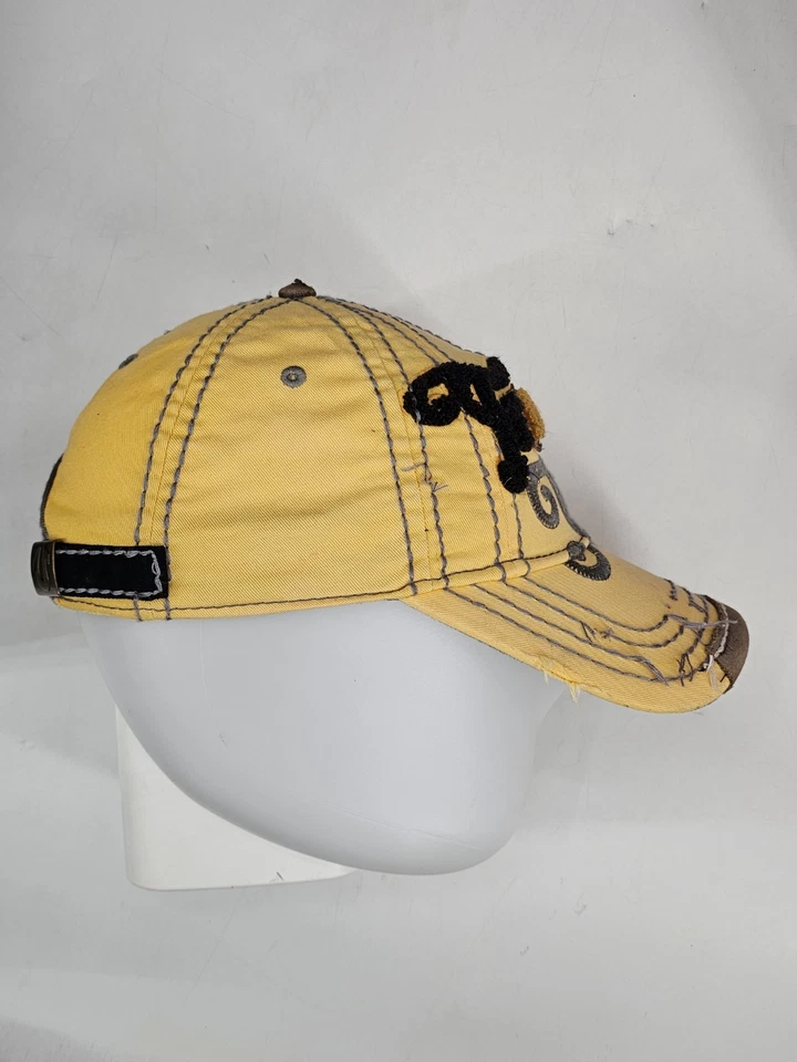 True Religion Hat Cap Strap Yellow  Logo Spell Out Distresed Baseball RARE - Image 2 of 4