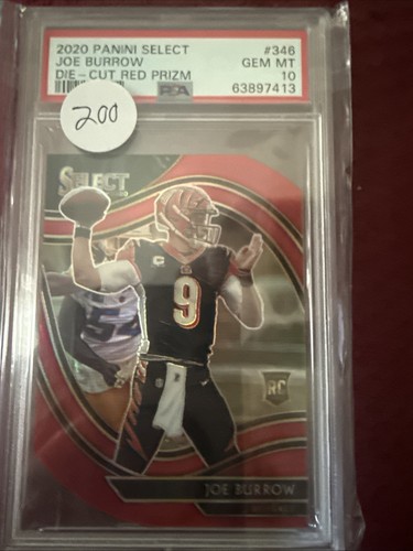 2020 Select Field Level Die-Cut Red Prizm Joe Burrow RC #346 PSA 10 Bengals