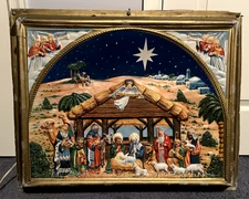 RARE HTF 1955 NOMA Lighted Nativity Christmas Display Decor MCM Vinylite