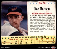 1963 Jello #60 Ron Hansen Orioles 1 - POOR