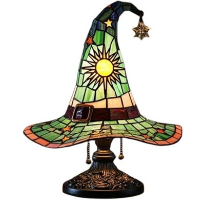 Buntglas Hexenhut Lampe LED Harz Hexenhut Licht Ornament USB betrieben Betten