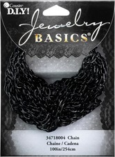 CousinDIY Jewelry Basics Metal Chain 100"-Black Small Oval - 3 Pack