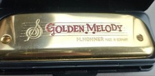 Hohner Golden Melody 543 Harmonica Used Metal Finish 20 Holes, Japan oo6