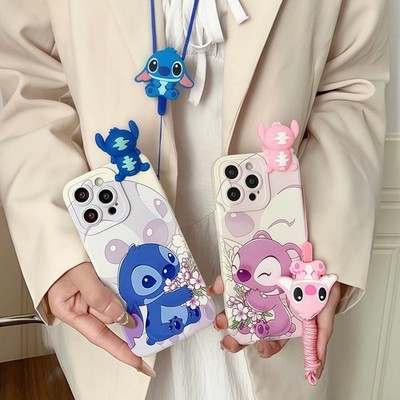 Für verschiedene Telefone 3D Cartoon Geschenk Puppe Blumenstrauß Stich Handyhülle + Schlüsselband Cover