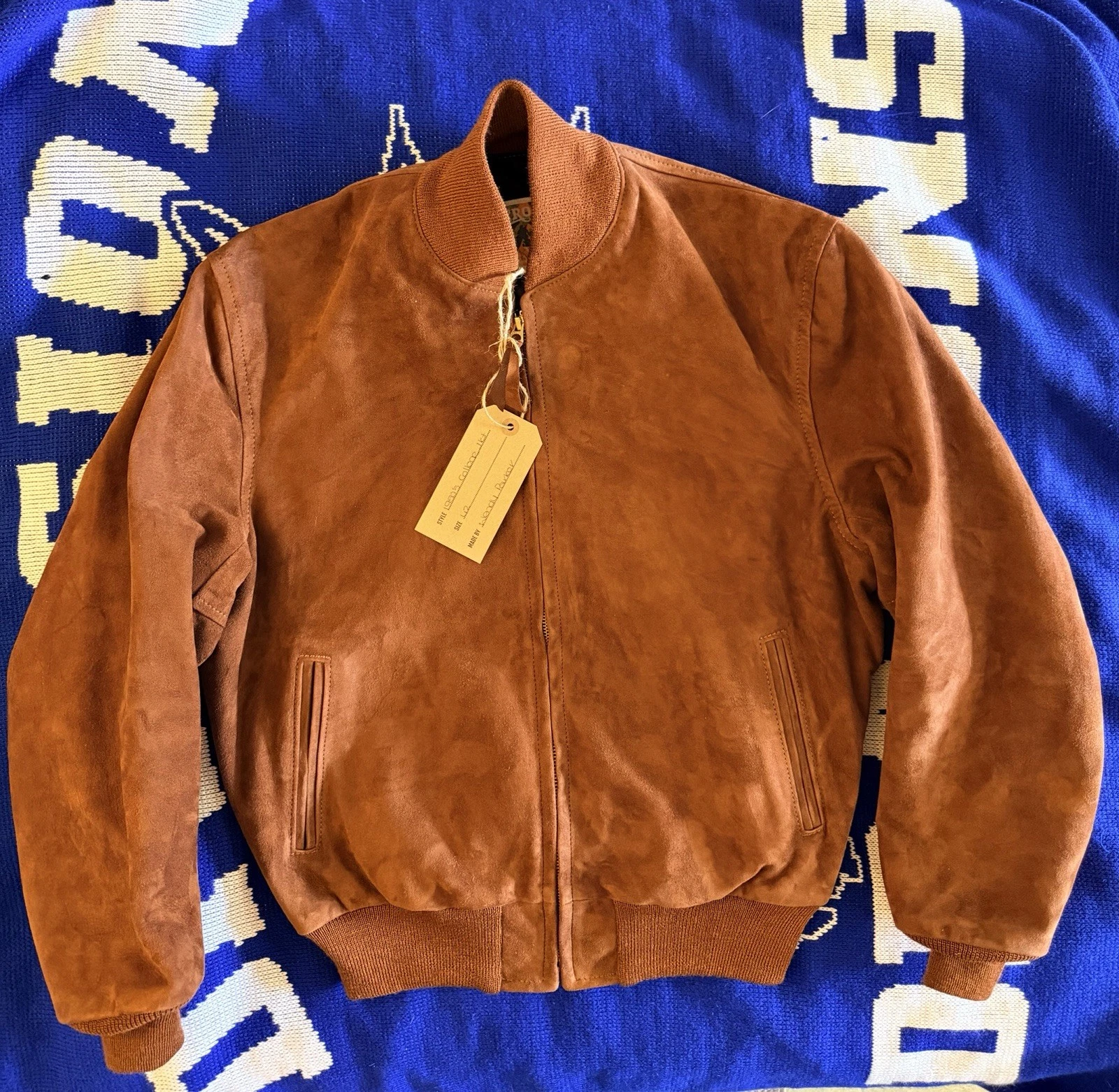 Aero Leathers Men’s 1950s College Bomber Jacket Goat Suede 42 Zip Lined image 1