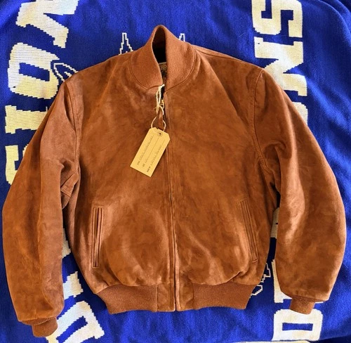 Aero Leathers Men’s 1950s College Bomber Jacket Goat Suede 42 Zip Lined - product listing photo