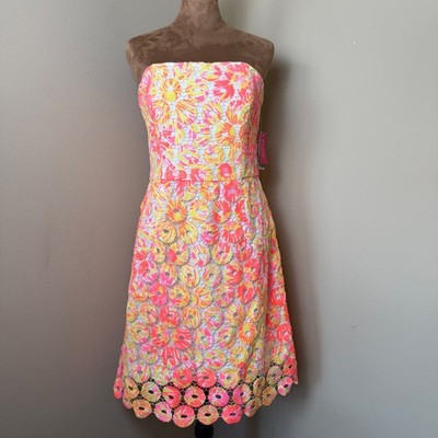 NWT Lilly Pulitzer Rana Dress Womens 6 Sunkissed Strapless Crochet Resort Beach