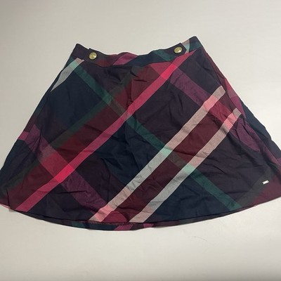 Tommy Hilfiger Skirt Womens Plaid Sz 8 Gold Buttons Lined School Girl Preppy