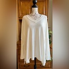 Staffelei Los Angeles Damen Weiß Oversize V-Ausschnitt Tunika Top Rohnaht Strick M