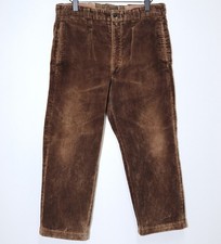 Vintage 1940/50s Brown Corduroy Work Chore Pleated Pants W34 Made in France