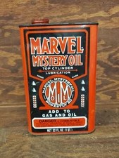 Vintage Marvel Mystery Oil 1 Quart Tin Can Empty Nice