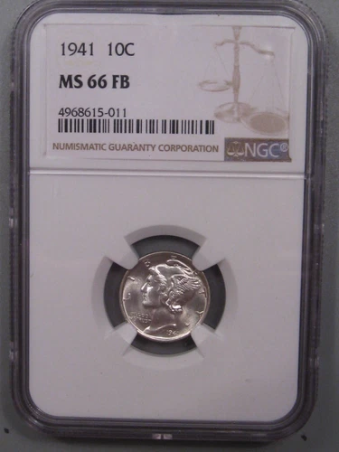 BU Gem Full Bands 1941 Silver Mercury Dimes NGC MS66 FB. #13