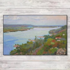 Dnieper River Landscape Original Oil Painting on canvas Ukrainian Artist Signed