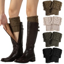 4 Pairs Winter Warm Boot Cuffs Crochet Knitted Short Leg Warmers Topper
