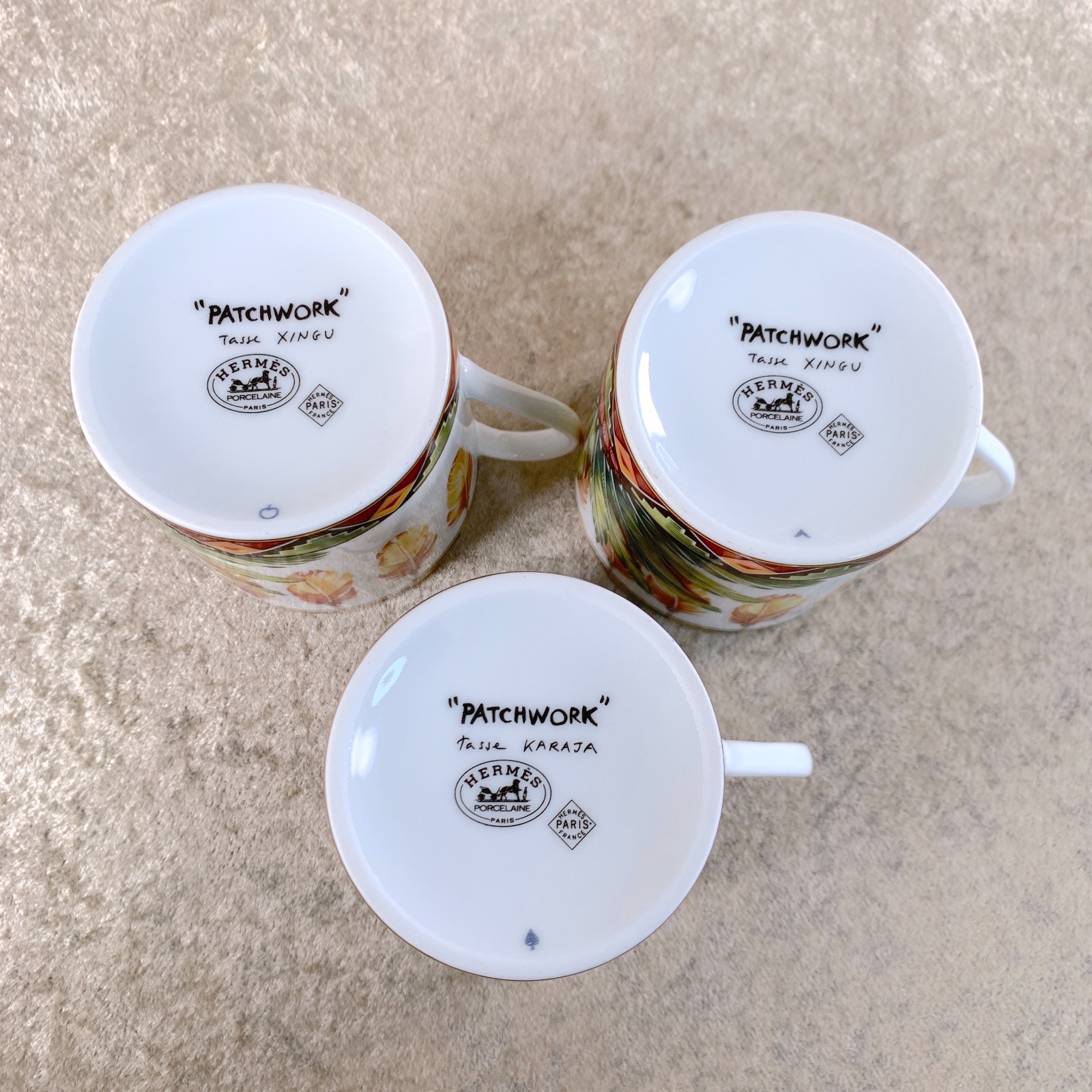 Hermes Paris Demitasse Cup & Saucer Patchwork Brazil Porcelain Tableware 3 Sets thumbnail 11