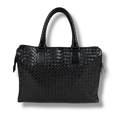 未使用★Bottega Veneta ブラック ビジネスバッグ Bottega Veneta Intrecciato Briefcase Black Leather Business Bag