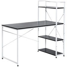 HOMCOM Computer Desk Laptop Table w/4-tier Bookshelf  Metal Frame Refurbished