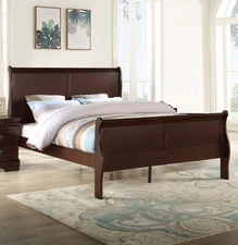 Louis Philippe Brown Cherry Sleigh Bed