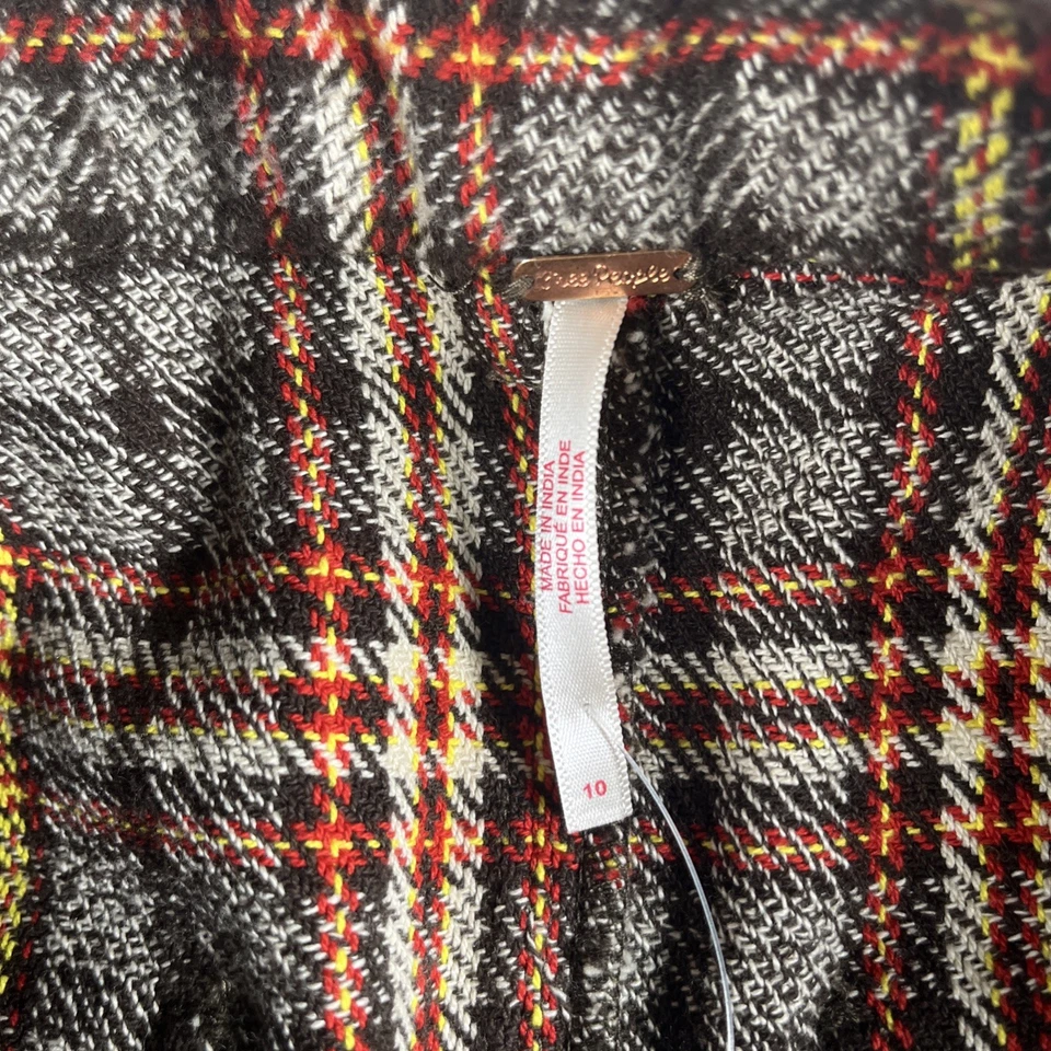 Free People Plaid Shape Up High Rise Trouser Size 10 Lyla Cotton Wide Leg NWT$98 - Image 4 of 4