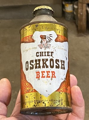 Chief Oshkosh Indian Cone Top Beer Can Old Vintage Antique Milwaukee Wisconsin
