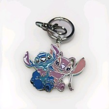New Disney Lilo Stitch and Angel Enamel Keychain Metal Key Ring Authentic NWT