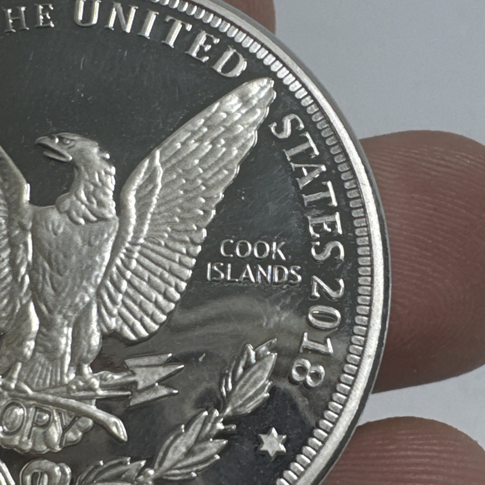 1964 Morgan One Dollar “Copy” Coin Cook Islands 2018 Reverse Fantasy Piece NM