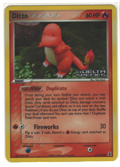 Ditto Reverse Holo 61/113 ex Delta Species Charmander 2005 NM Pokemon