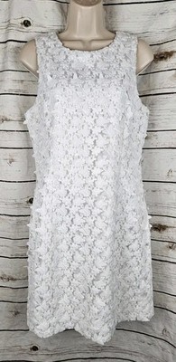 Lilly Pulitzer White Mila Butterflies 3D Dress 8 Sheath Sleeveless Womens