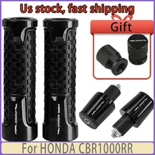Black For HONDA CBR1000RR Motorcycle Handlebar Grips Bar End Cap Tire Valve US