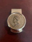Vintage Kellogg & Co. Liberty Head 1897 Coin Gold Tone Money Clip & Card Holder