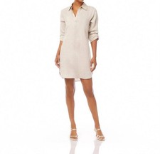 Karen Kane Roll Tab Linen Shirtdress Oatmeal