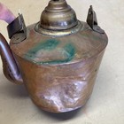Antique Copper Tea Kettle with Wooden Handle Rustic Patina Décor Item — photo 2