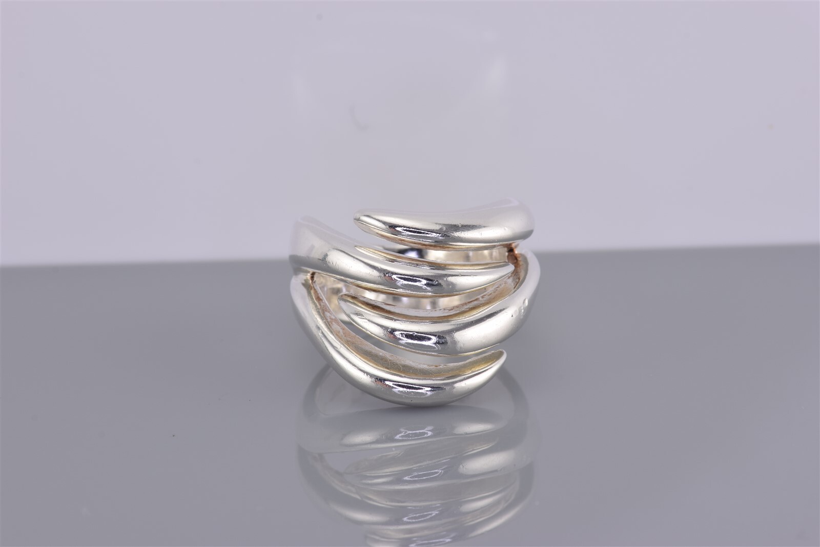 Sterling Silver 20mm Solid Intersecting Modernist… - image 7