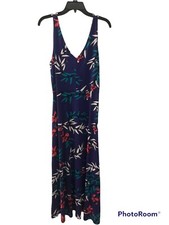 NWT St Tropez West Womens Dress LG Purple Maxi Floral Sleeveless V-Neck Stretch