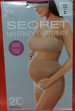 Vintage Pantyhose 2 Pair Secret Matenity Comfort Panty Nude Size C BTER1
