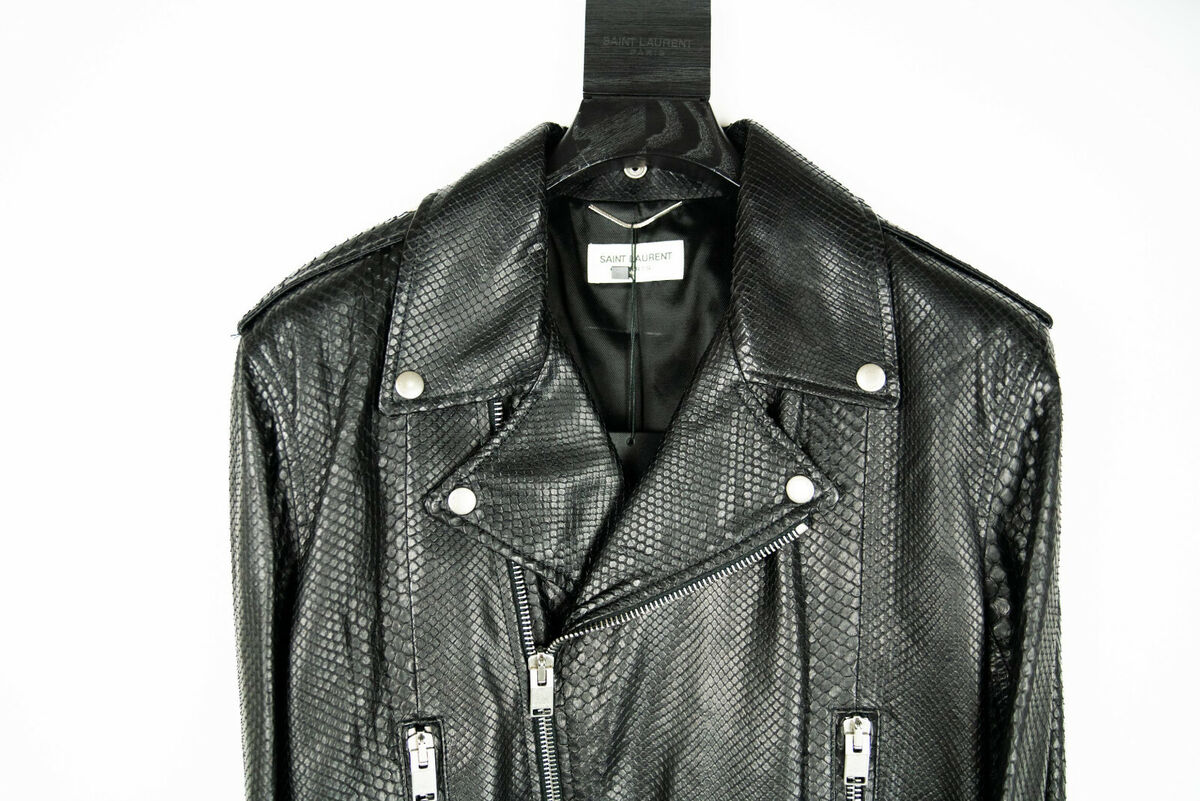 Saint Laurent Pairs Men's Motorcycle Biker L01 100% Python Saint Laurent Pairs Men's Motorcycle Biker L01 100% Python