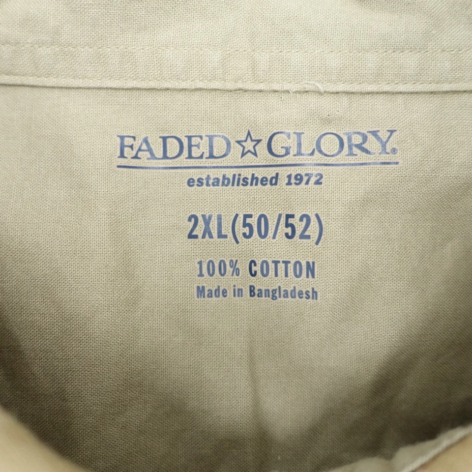 Camisa Gloria Desteñida Hombres 2XL (50-52) Marrón Rojo 100% Algodón Cuadros Cuello Abotonable Foto 4 de 4