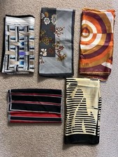 VTG Lot Of 5 Scarves Geometric Abstract Lines Echo Anne Klein Ricardo Ugna