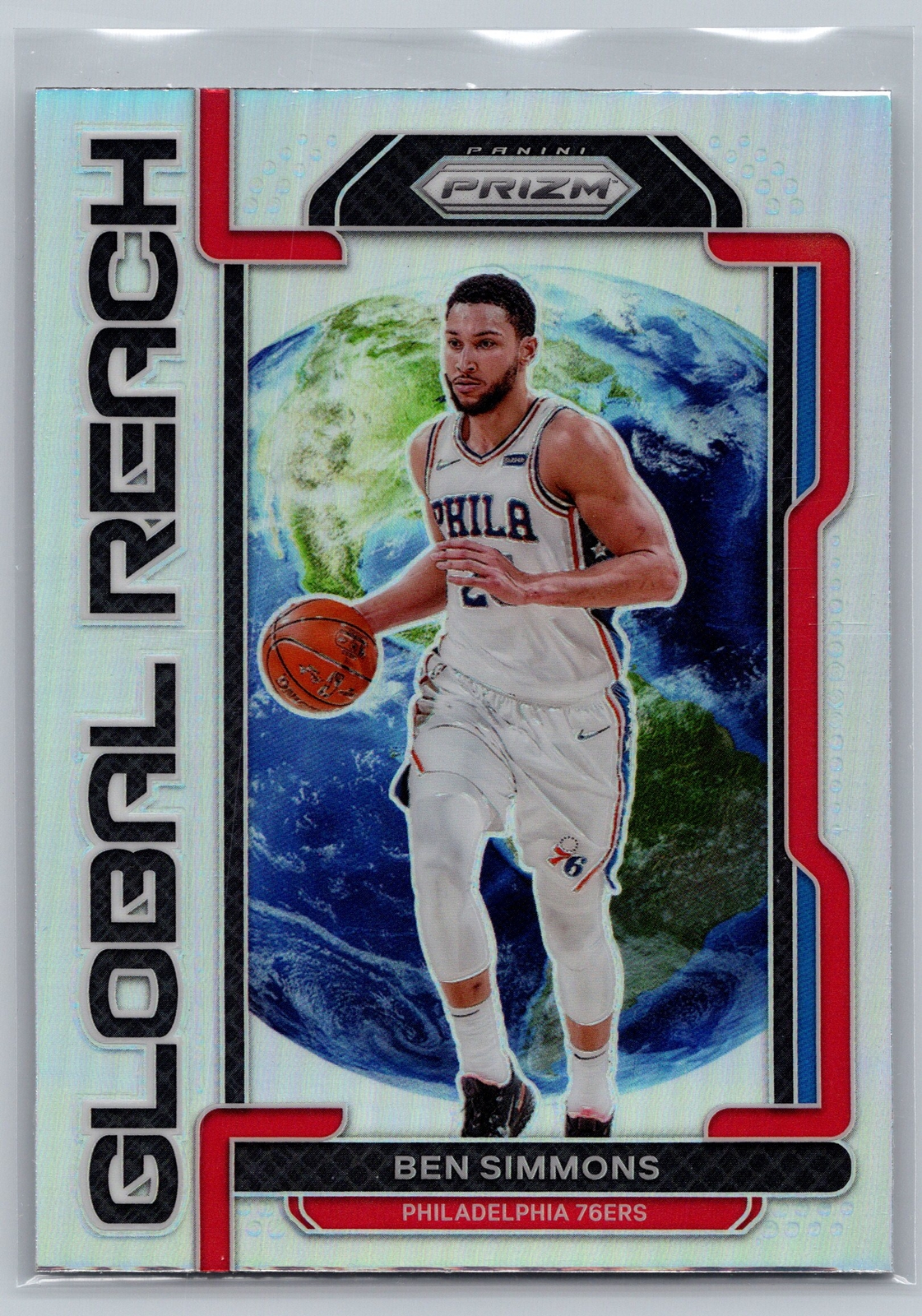 2021-22 Panini Prizm #5 Ben Simmons Global Reach Prizm Silver Philadelphia 76ers
