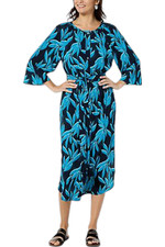 G by Giuliana Printed Crepe Button-Up Duster Shirtdress Navy Combo
