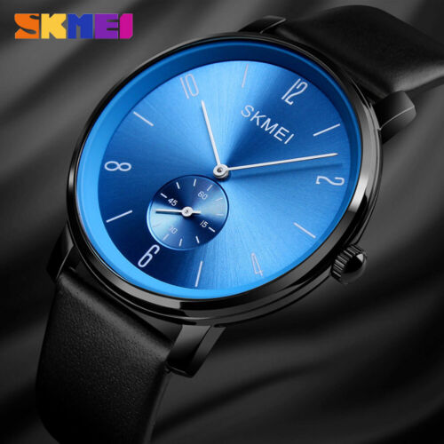 SKMEI Trendy Men's Women Quartz Wristwatch Leather Strap Business Watch 1398 A8 - Picture 1 of 16
