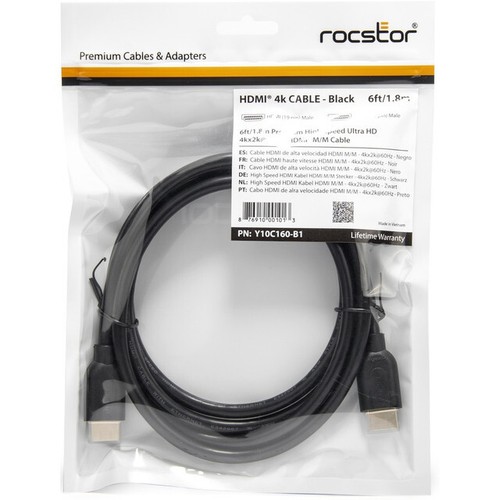 Rocstor Y10C160-B1 6ft HDMI High Speed with Ethernet Cable Black Retail - Picture 4 of 5