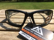 Maxx HD Motorcycle Zulu sunglasses Black clear lens foam padding ATV