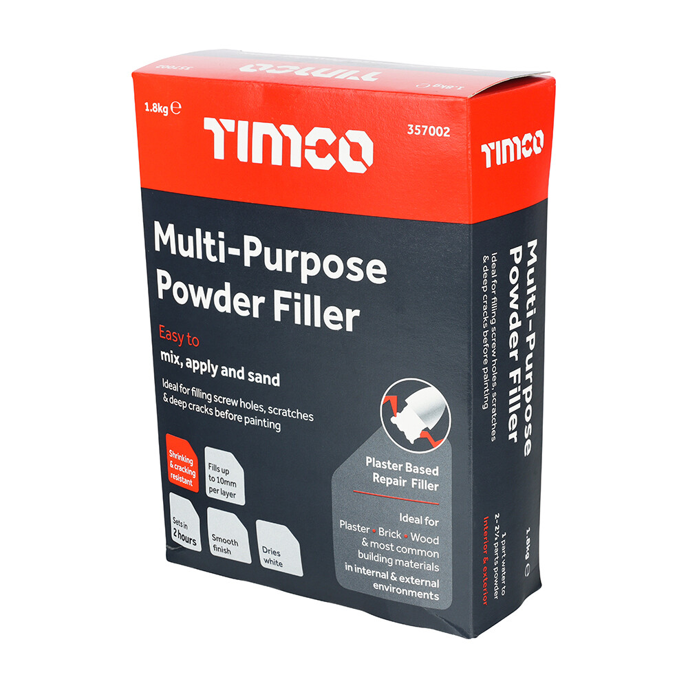 Timco Multi-Purpose Powder Filler Plaster Repair Cracks Hole Smooth Finish 1.8kg