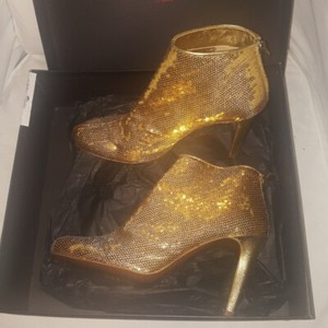 gold sequin booties