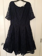 Size 10 Untold Dark Blue Fit & Flare Laced Dress