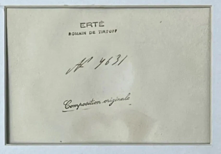 Pintura original ERTE, gouache sobre papel, firmada, certificado de autenticidad en la parte posterior Foto 4 de 4