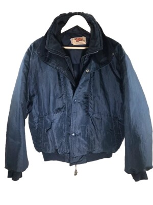 COMFY Vtg Navy Goose Down Western Rancher Ski Coat Jacket USA Mens M EUC 