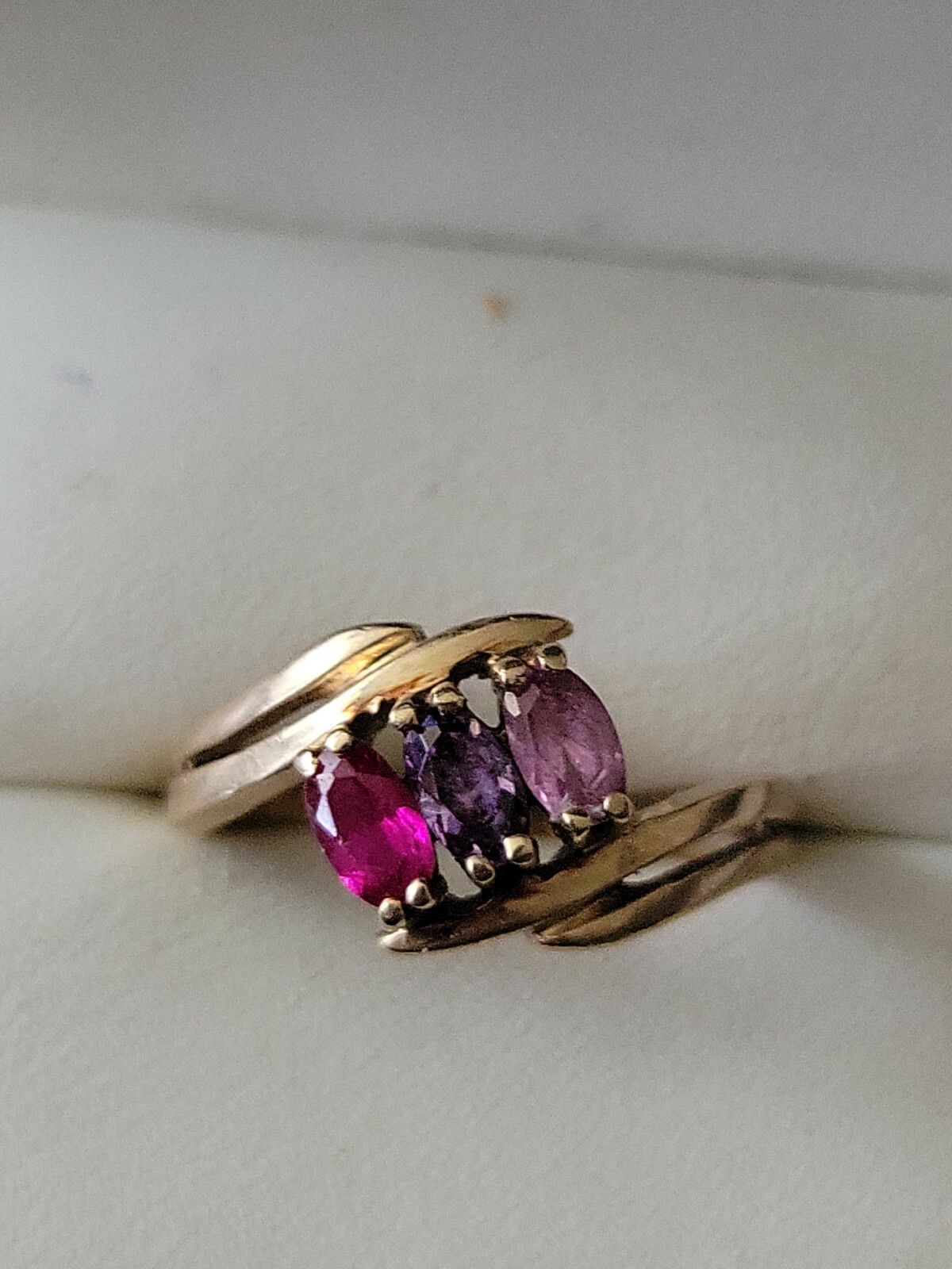 10K MULTI GEM AMETHYST, TANZANITE, RUBY RING S-8 … - image 2