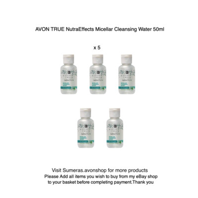 5 x Neu Avon True Nutra Effects Mizellen Reinigungswasser 50ml ~ Reisegröße